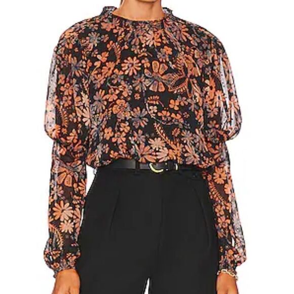 FREE PEOPLE Clarissa Printed Top in Midnight Combo - Picture 12 of 12